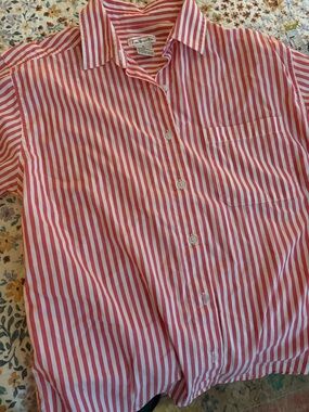 Vintage Red and White Striped Button-Up Shirt